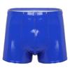 Mens Wet Look Patent Leather Shorts Boxer Brief Soft Stretchy Short Pants Clubwear