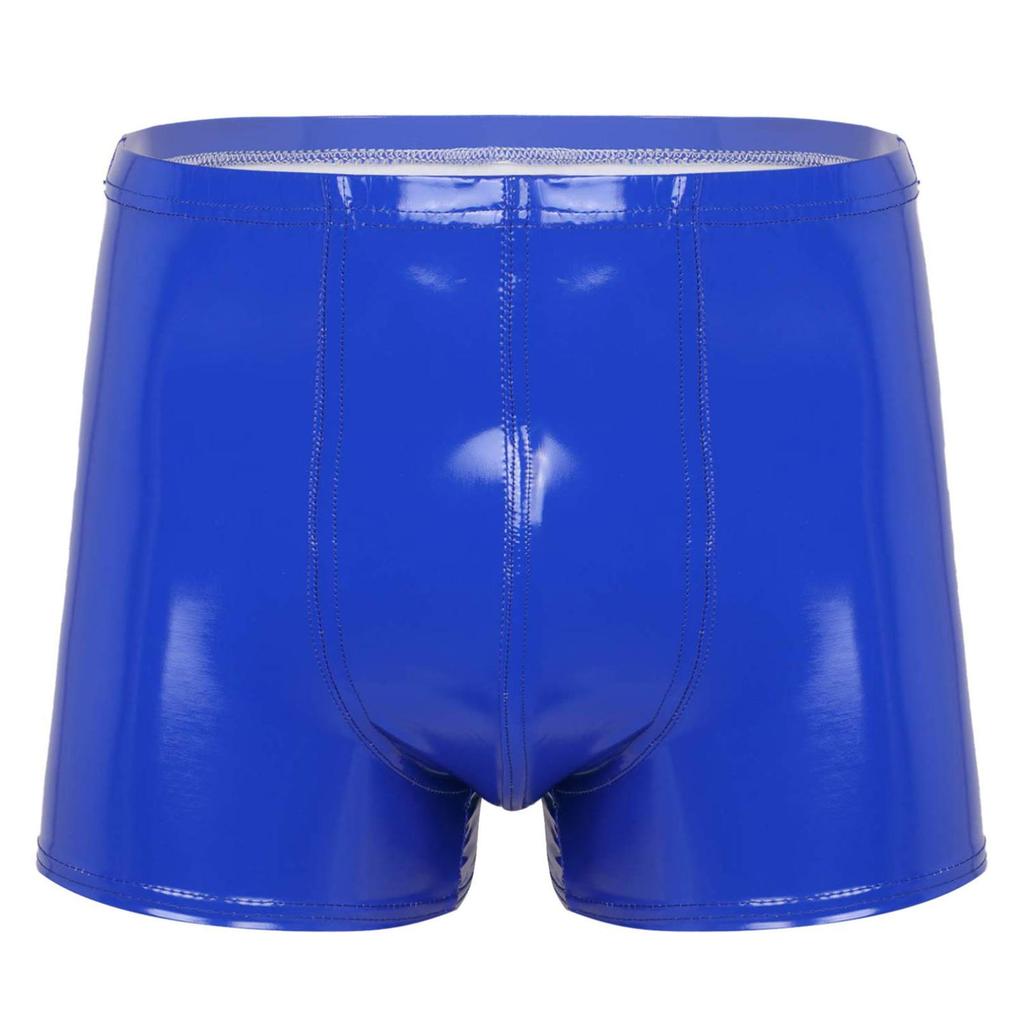 Mens Wet Look Patent Leather Shorts Boxer Brief Soft Stretchy Short Pants Clubwear