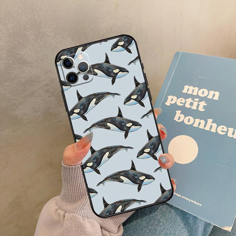 Blue Ocean Whales Pattern Case For iPhone 17 Air 16 15 14 13 11 12 Pro Max 13 Mini XR 15 16 Plus 16e Back Cover Shell
