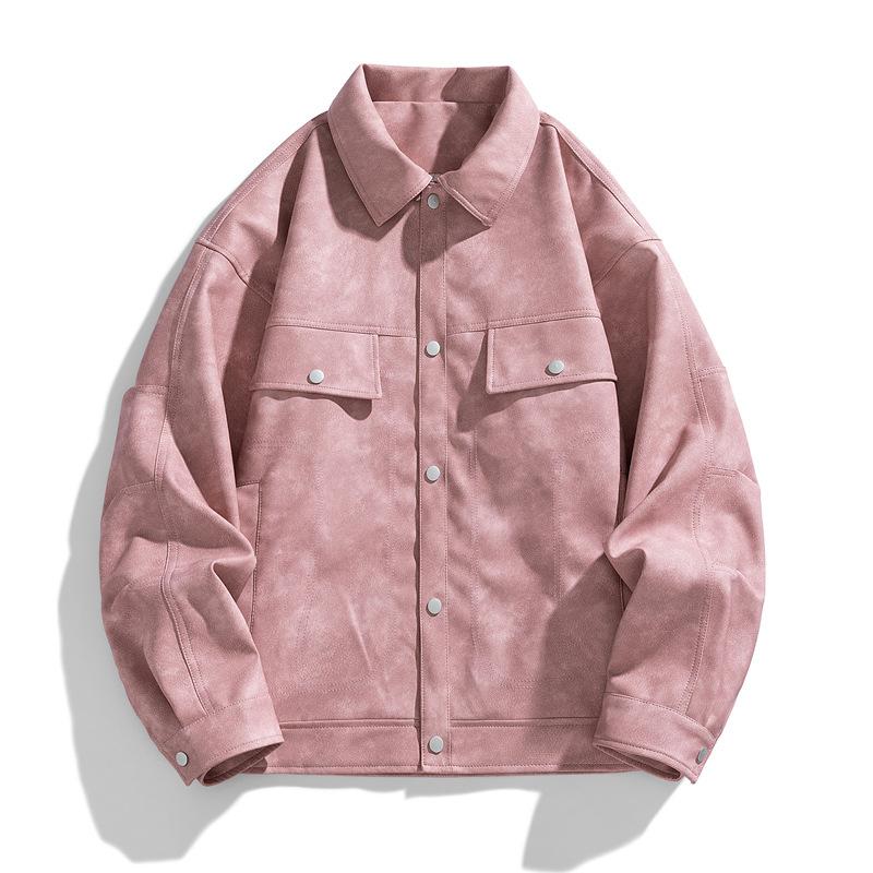 PU-Lederjacke Herren Frühling Trendige Herrenbekleidung Paar Amerikanische Jacke Herren Oberteil Lockere Jacke Herrenbekleidung
