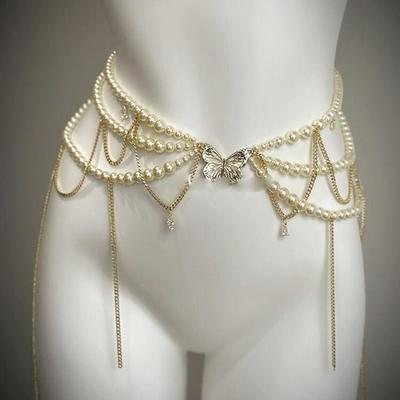 Modische Quasten-Taillenkette mit Schmetterlingen, trendige süße Körperkette für Damen und Mädchen, elegante Taillenkette, Bekleidungsaccessoires, Geschenke