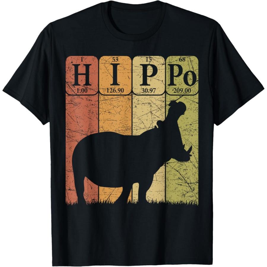 Hippo Periodic Table Elements Hippo Lover Hippopotamus Retro T-Shirt S