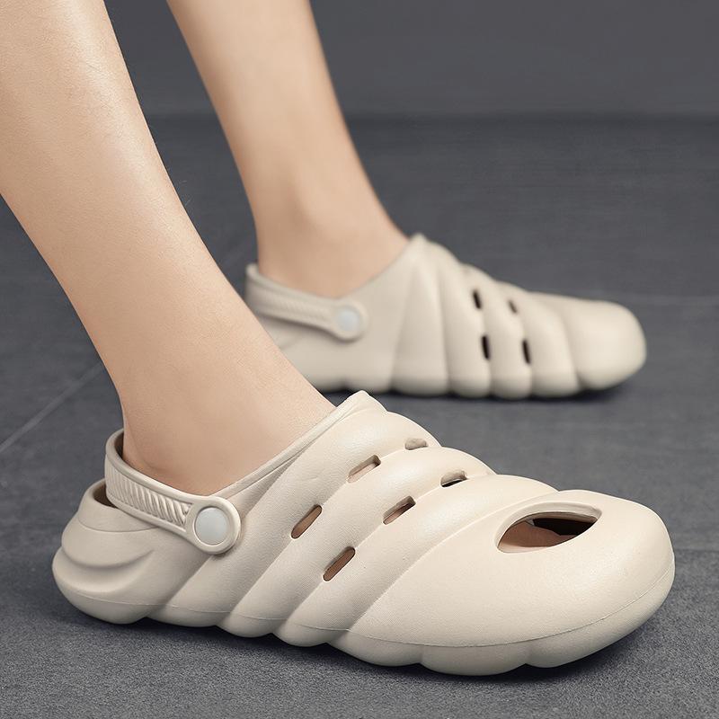 Men'S Outdoor Wear Indoor Dual-Purpose Beach Hole Shoes Trendy Non-Slip Soft-Soled Outdoor Large-Size Bag Head Slippers