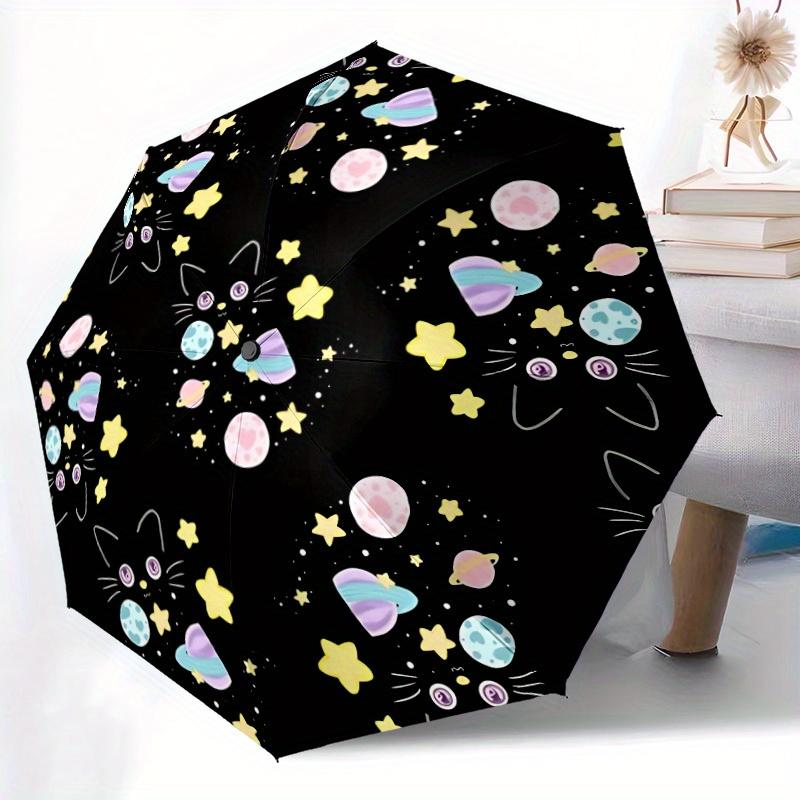 1pc Space Cats Automatic Open/close, All-Season Portable Folding Umbrella, Travel, Everyday, Formal Events - Compact Luxury Parasol, Outdoor Accessory