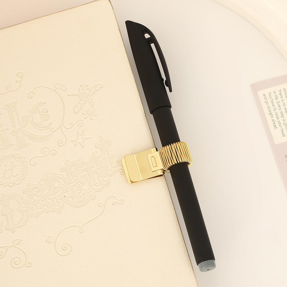 1pcs Metal Pen Clip with Spring Securely Holds Notebook Paper Minimalist Desktop Organizer Ideal for School and Office Use
