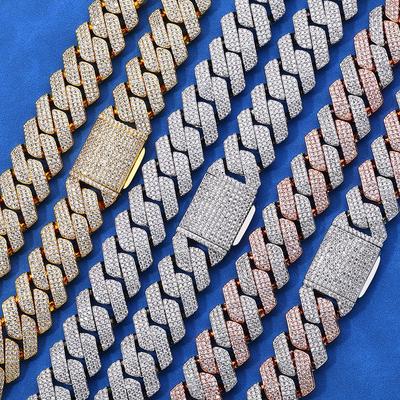 Men's Trendy 20mm Cuban Chain Bracelet & Necklace with Zircon Clasp, Hip Hop Style