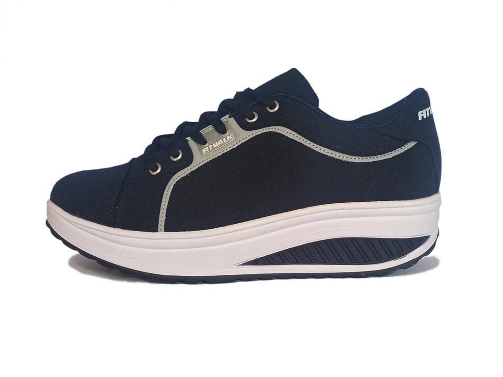 Fit Walk Rocker Sole Sneakers Black 38