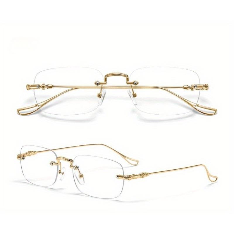 2pcs Fashionable and elegant frameless metal glasses - lightweight and durable metal material for daily business use