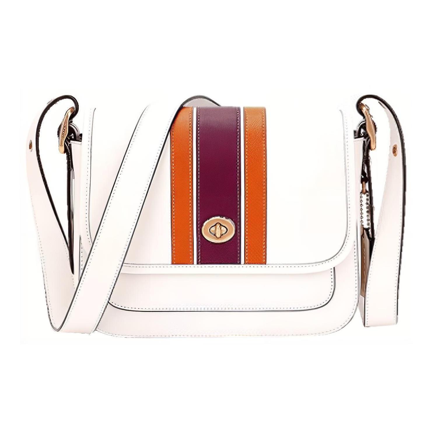 

Coach Rambler 23 Leather Messenger Bag Crossbody Shoulder Bag Medium Women bags Brass Chalk Multicolor 89139-B4CAH Basic Set (Bag+Dust Bag)