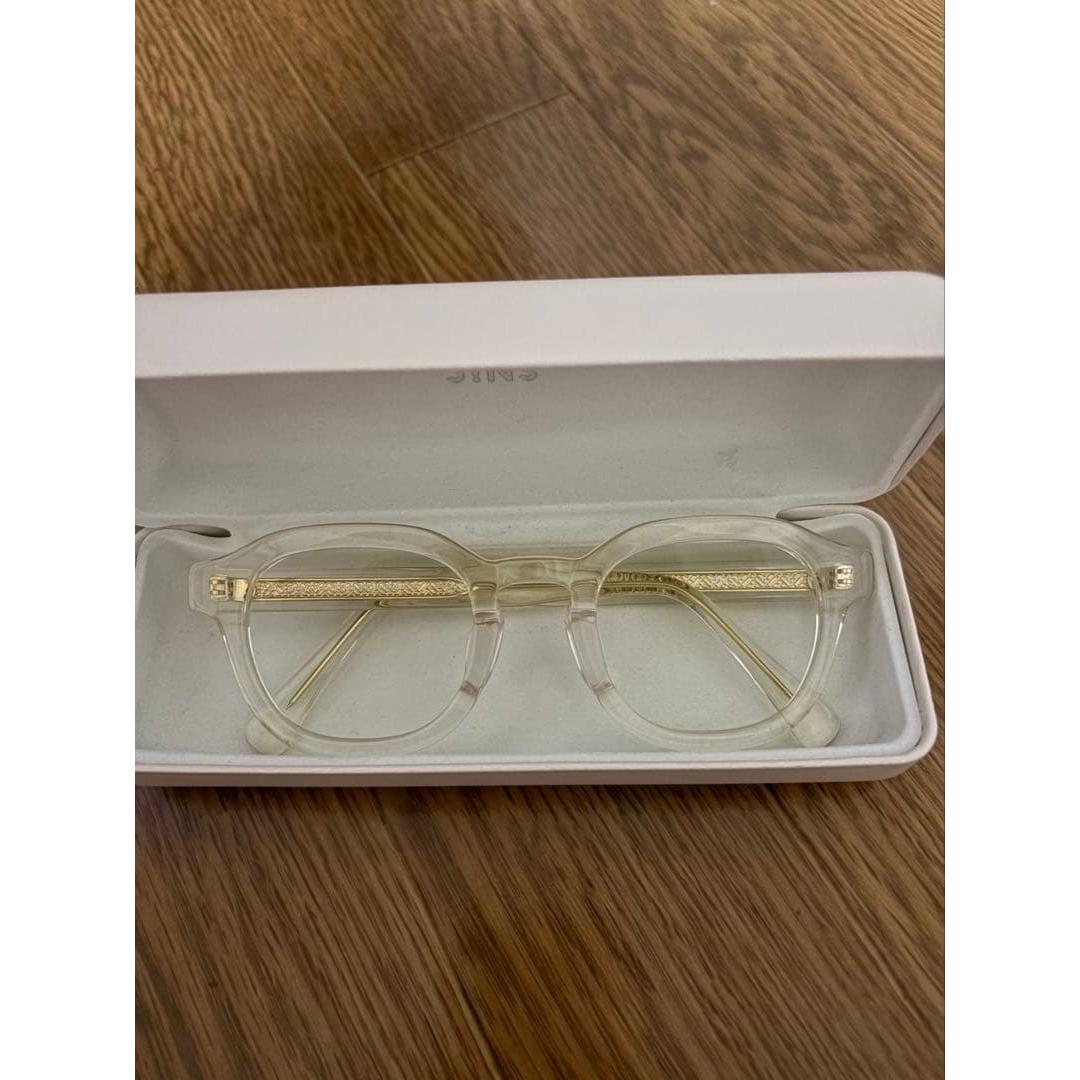 Used JINS Glasses Clear Frame Gold Temple
