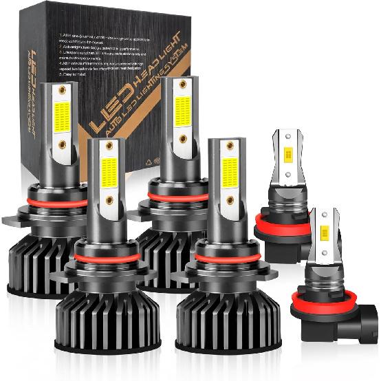 Fit For Honda Civic (2004-2015), 9005 9006 LED Bulbs,9005+9006 High & Low Beam Bulbs, H11 Fog Lights, 500% Brightness, 6000K White,Plug And Play,