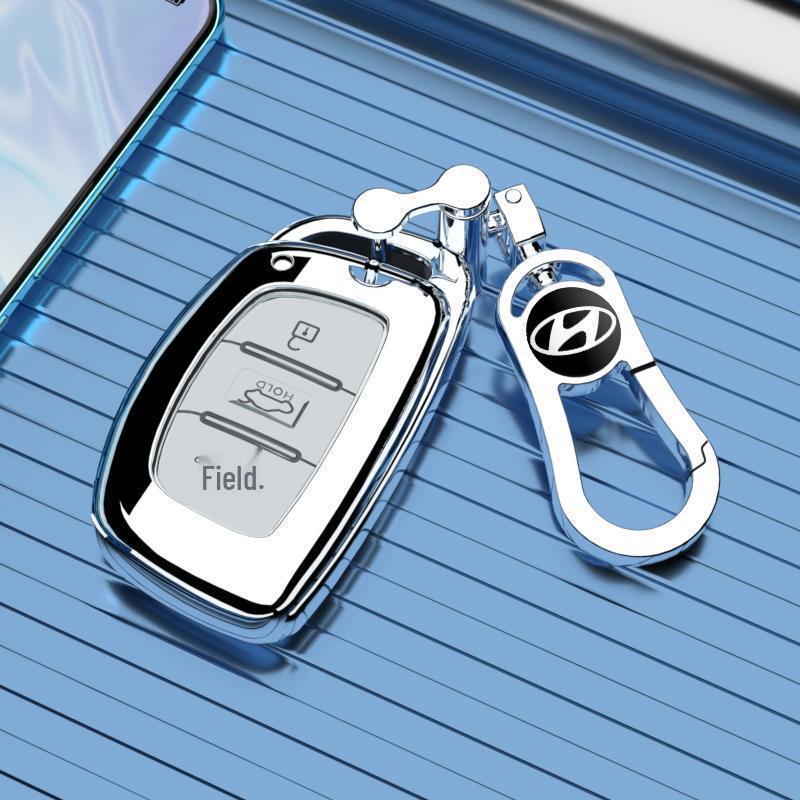 Key Cover Case and Buckle Chain for 2015-2020 Hyundai Tucson - Compatible with Beijing 19 and 2018 models.