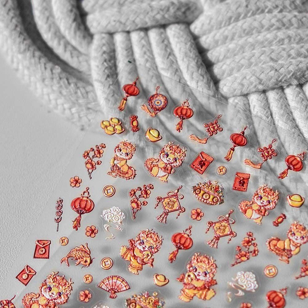 New Year Nail Charms Chinese New Year Nail Stickers Chinese Nail Decorations Lady/Girls