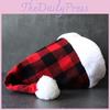 Christmas Costume Hat With Plush Red Black Plaid Fabric For Holiday Celebrations