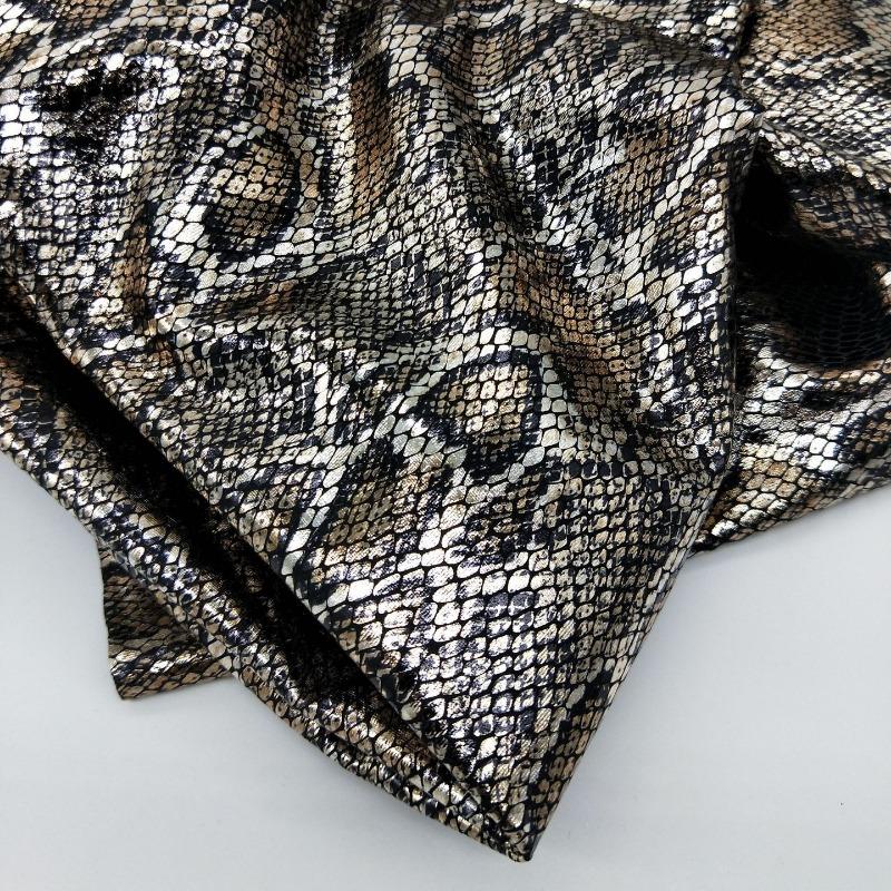 1M elastická leopardí bronzující látka lesklá zlatá textura hadí kůže spandexová látka na šití oblečení, sukní, šatů