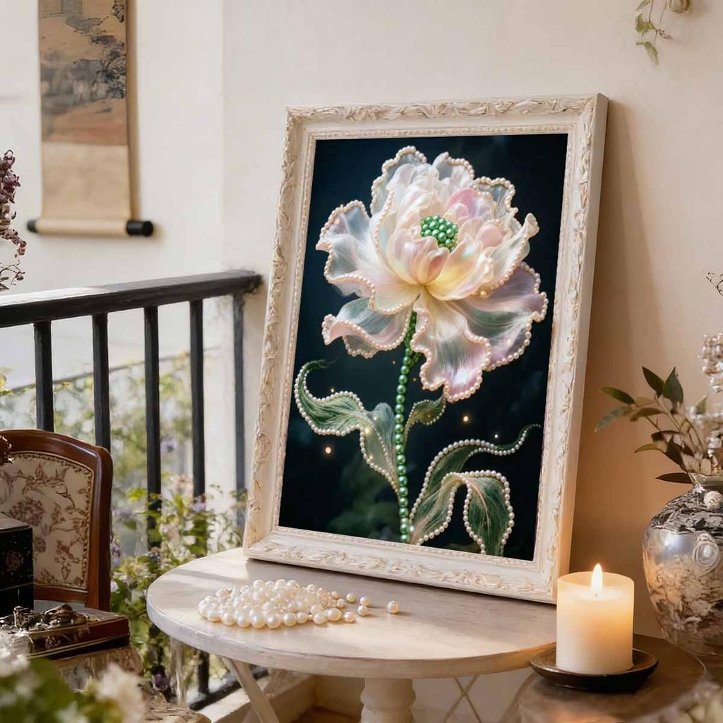 DIY Pearl Painting Set Beautiful Flowers Pattern Home Decoration Handmade Sticky Diamond Creative Canvas Pearl Art Painting Crafts Perfect Gift