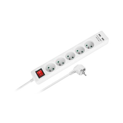 Extension Cord Power Strip 3m 5 Sockets 2xUSB 3x1.5mm2 Switch Rebel