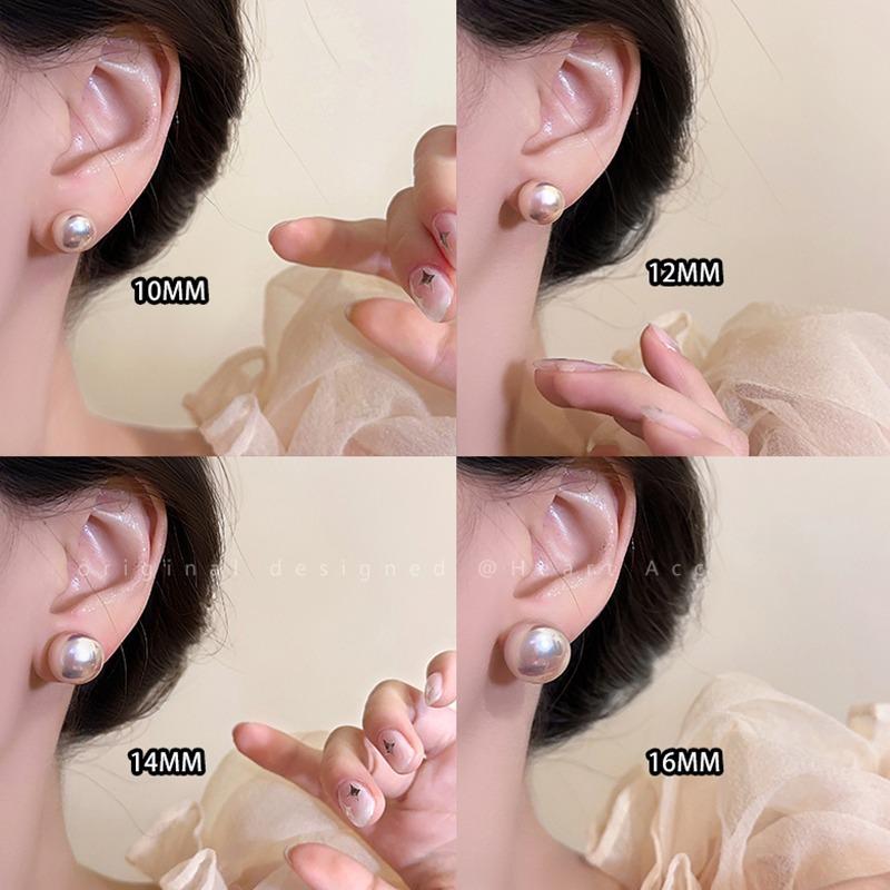 Cherry Blossom Pink Steamed Bread Pearl Stud Earrings Shijia Temperament Advanced Sense S Silver Needle Earrings Korean Temperament Versatile Earrings