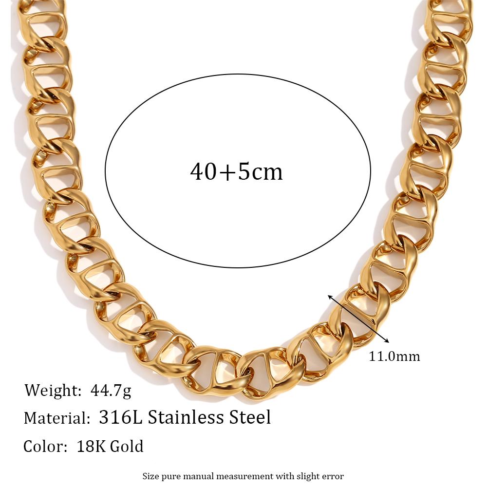 

MamacitaSlay 316L Stainless Steel 11mm Wide Pig Nose Buckle Chain Waterproof 18K Gold Plated Neck Jewelry Punk Style Necklace 40cm золотий