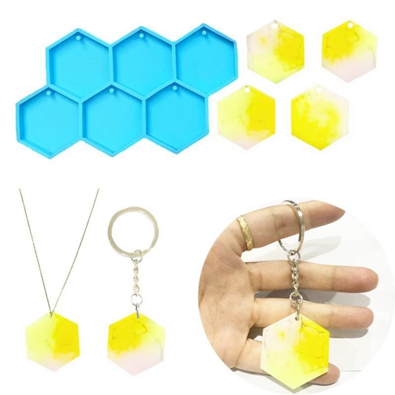 Hexagon Earring Silicone Mold Glossy Earring Pendant Jewelry Resin Mold Keychain Pendant Epoxy Casting Mold Tool