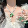 Dopamine Color Flower Love Necklace Summer Small Fresh Long Collarbone Chain Holiday Sweet Girl Heart Necklace
