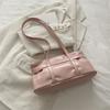 Rivet Belt Buckle Underarm Bag Large Capacity Tote Bag Trendy PU LeatherShoulder Bag  Commute