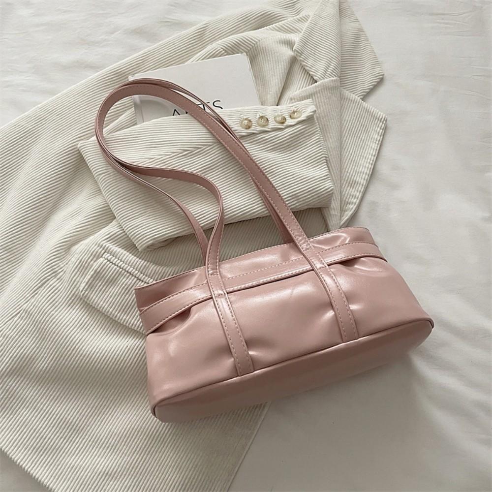 Rivet Belt Buckle Underarm Bag Large Capacity Tote Bag Trendy PU LeatherShoulder Bag Commute