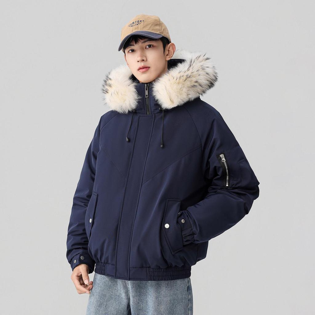 Unisex High-End Winter Trench Coat with Fur Collar, Casual Trendy Thickened Down Jacket
