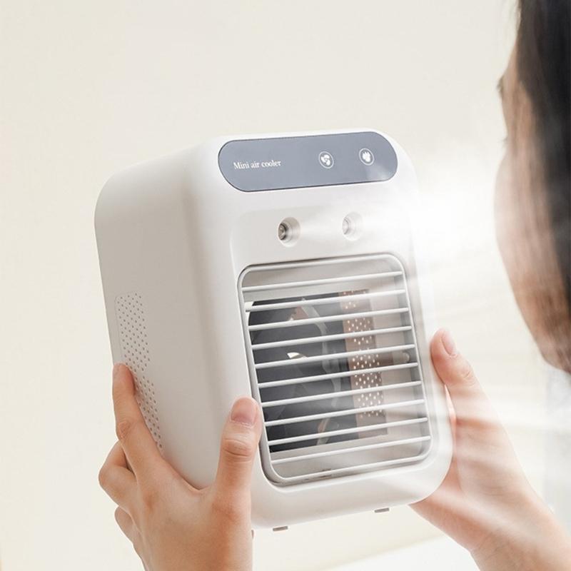 Portable Desktop Coolers Fan 9 Blade Turbos Fan Two Ice Mists Sprayings Rapid Temperature Drop 2 Wind Modes USB Powereds