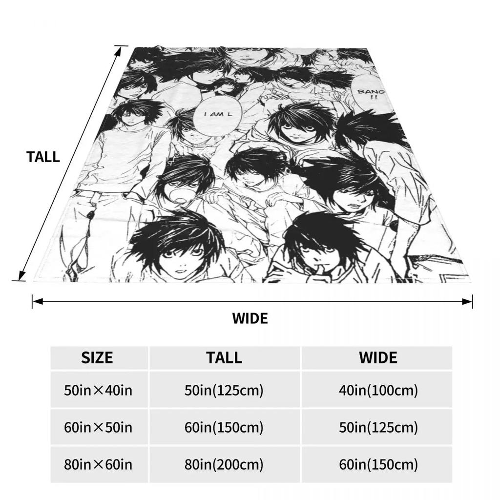 Death Note Lawliet Collage Blanket Shinigami Anime Fleece Throw Blankets Bedroom Sofa Decoration Soft Warm Bedspreads