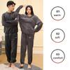 2 Stück/Set Verdickter warmer Herren-Korallenfleece-Pyjama Herbst und Winter Hauskleidung Lange Ärmel und lange Hosen Einfarbig Weich