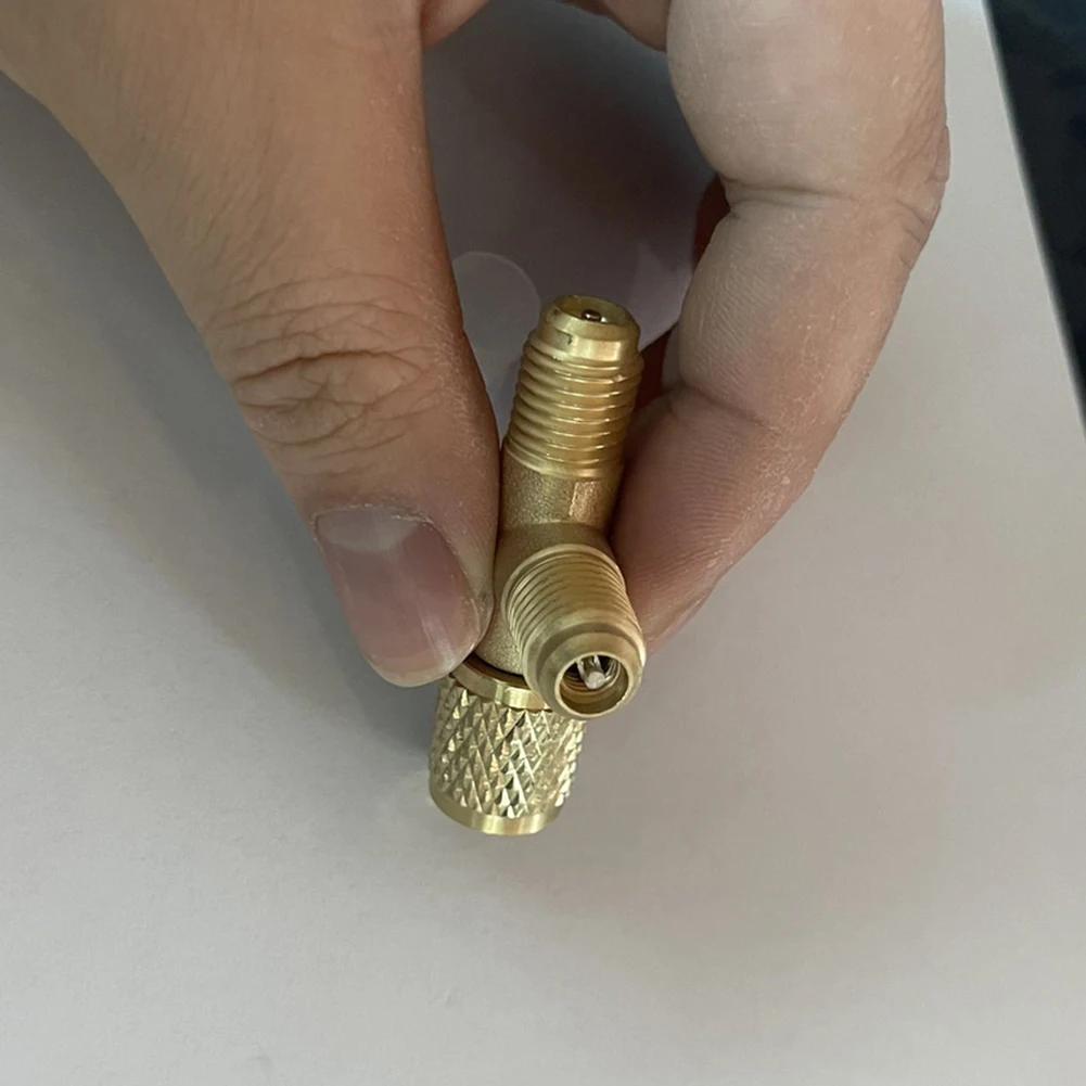 1pc Car Quick Coupler Tee Adapter Valve Core 1/4in SAE For R22 R12 R134 Brass Air-Conditioning Quick-Connector T-shaped Adapter