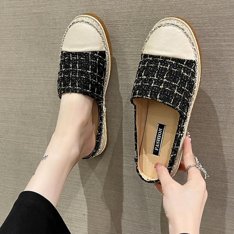 Baotou Halbschuhe Damen Fischer Schuhe Sommer tragen neu flachsohlig vielseitig Ein-Pedal Lazy Halbstütze Einzel Schuhe