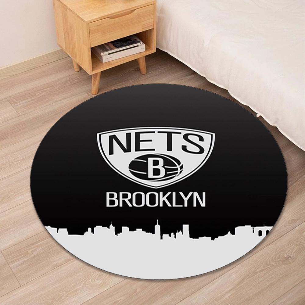Brooklyn Nets Printed Round Rug Carpet Chair Rug Area Rug Entryway Doormats,for Office Chair Living Room Bedroom Kitchen Room.