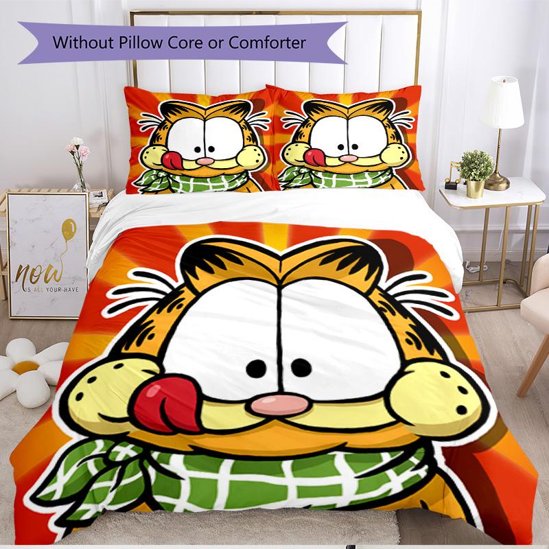 3pcs Duvet Cover Set (1*Duvet Cover + 2*Pillowcase, Without Core), Garfield Print Soft All‑Season Bedding Set, Home Bedroom Decor Gift