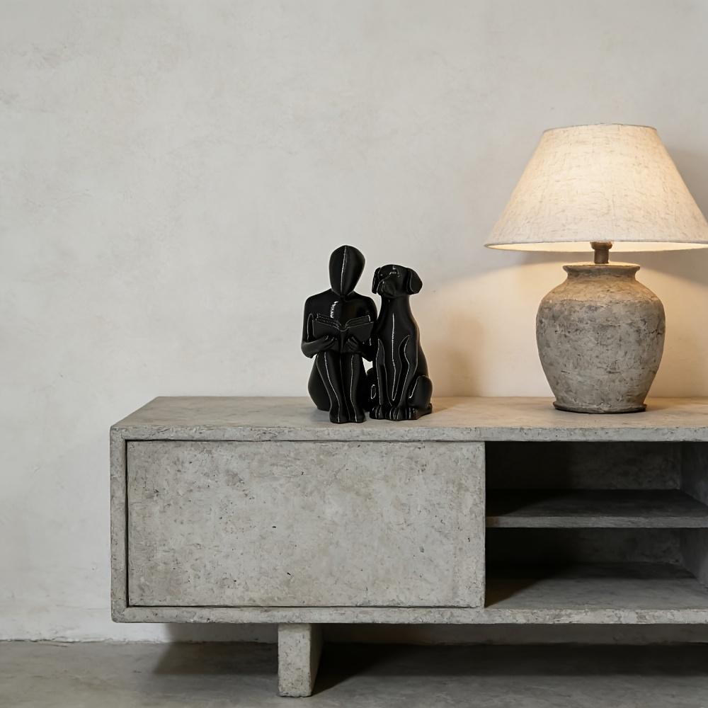 Eternal Friendship: People Reading Books and Puppies Sculpture, Suitable Living Room, Car, Study/Bookshelf Gift for Friends