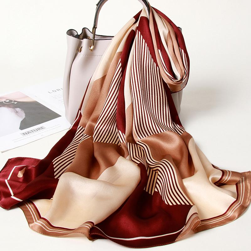 Sciarpa Lunga 100% Seta Donna Lusso Shawl in Raso di Seta Naturale Foulard Sottile Primaverile per Capelli Sciarpa da Collo in Vera Seta di Hangzhou