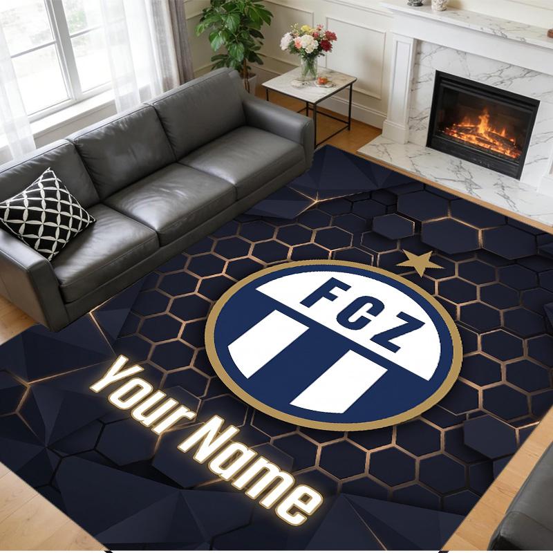 Crystal Velvet Rug Custom Name Text, Soft Non Slip Floor Mat Home DecorFC Zürich