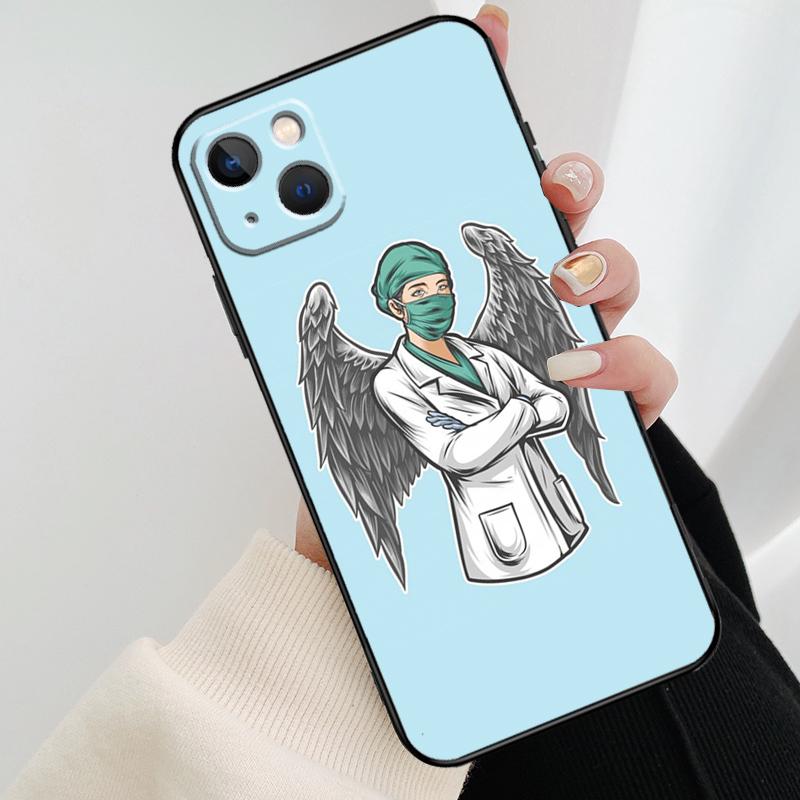 Cartoon Medicine Doctor Nurse Phone Case For iPhone 17 Pro Max 16 15 11 13 12 14 Pro Max Mini 15 16 Plus 16e 17 Air Cover