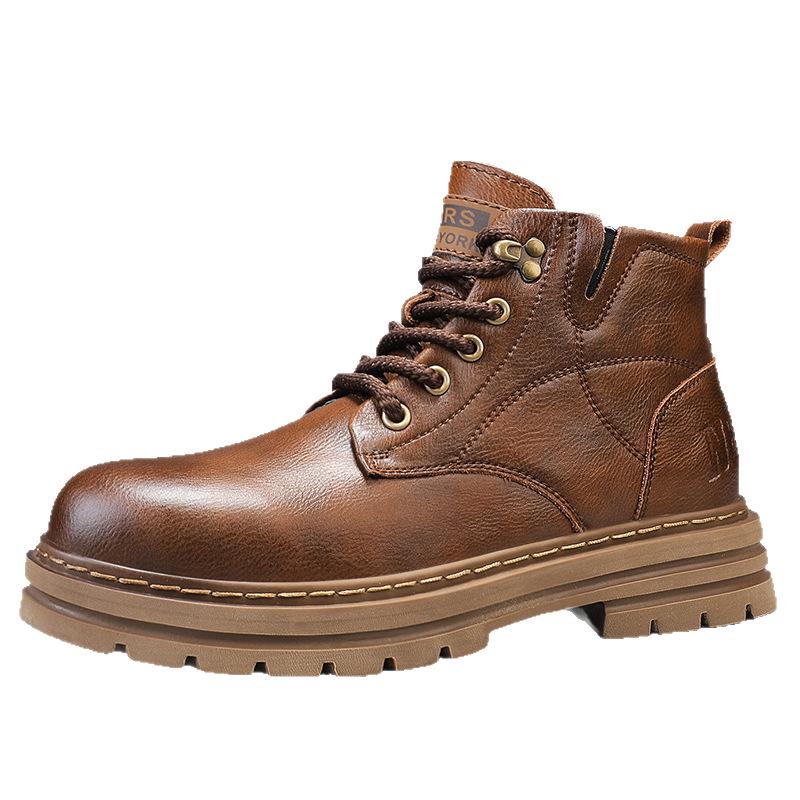 Herren Echtleder Mid-Calf Martin Stiefel - Britischer Stil, Trendige Casual Arbeitskleidung, Warme Herbst/Winter Mode.