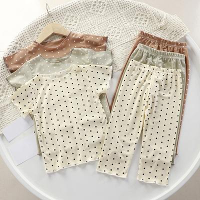 Summer Girls' Clothing Set Thin Short Sleeved Top and Pants Two-piece Set