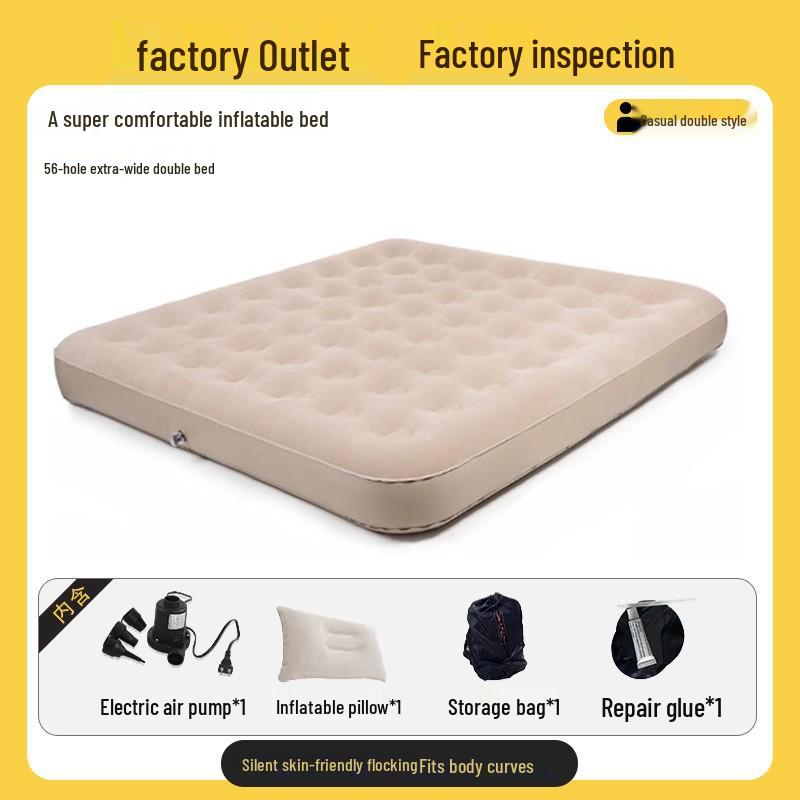 Portable Double Folding Inflatable Air Mattress for Home & Camping