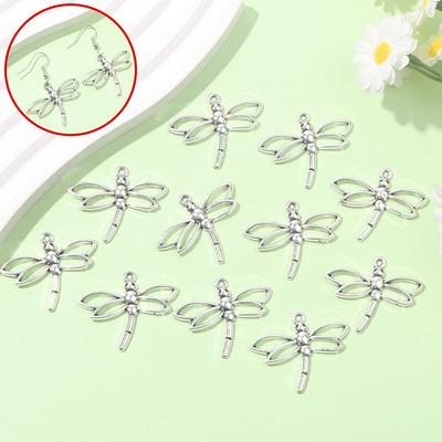 10/20/30pcs Alloy Material Dragonfly Pendant Retro Insect Pendant Wings Pendant DIY Summer Beach Foot Chain Bracelet Earrings Keychain