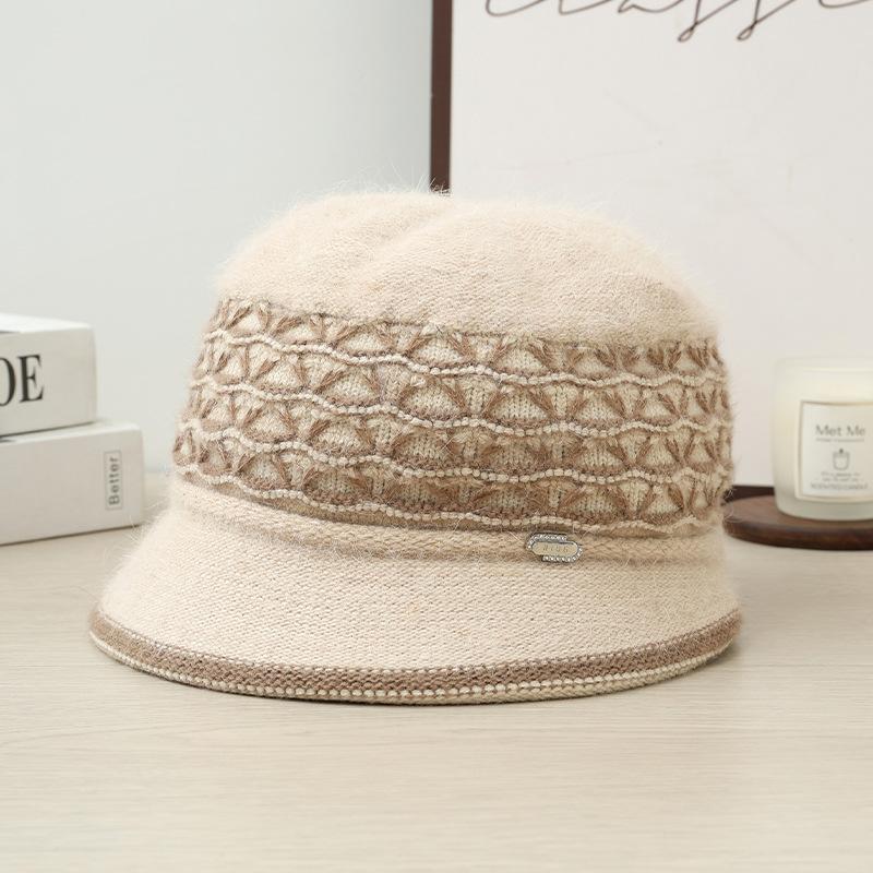 

Осенне-зимняя шапка для женщин с высококлассным темпераментом, шляпа для мамы, модная универсальная вязаная шапка, ветрозащитная, с защитой ушей, теплая шапка average size