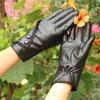 PU Leather Lace-trimmed Gloves Winter Warm Outdoor Cycling Gloves Fashion Touchscreen Gloves