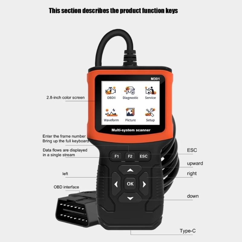 OBD Scanner Auto Check Engine Troubleshooting Light Fault Error Code Reader with Digital Screen for Read Car Information