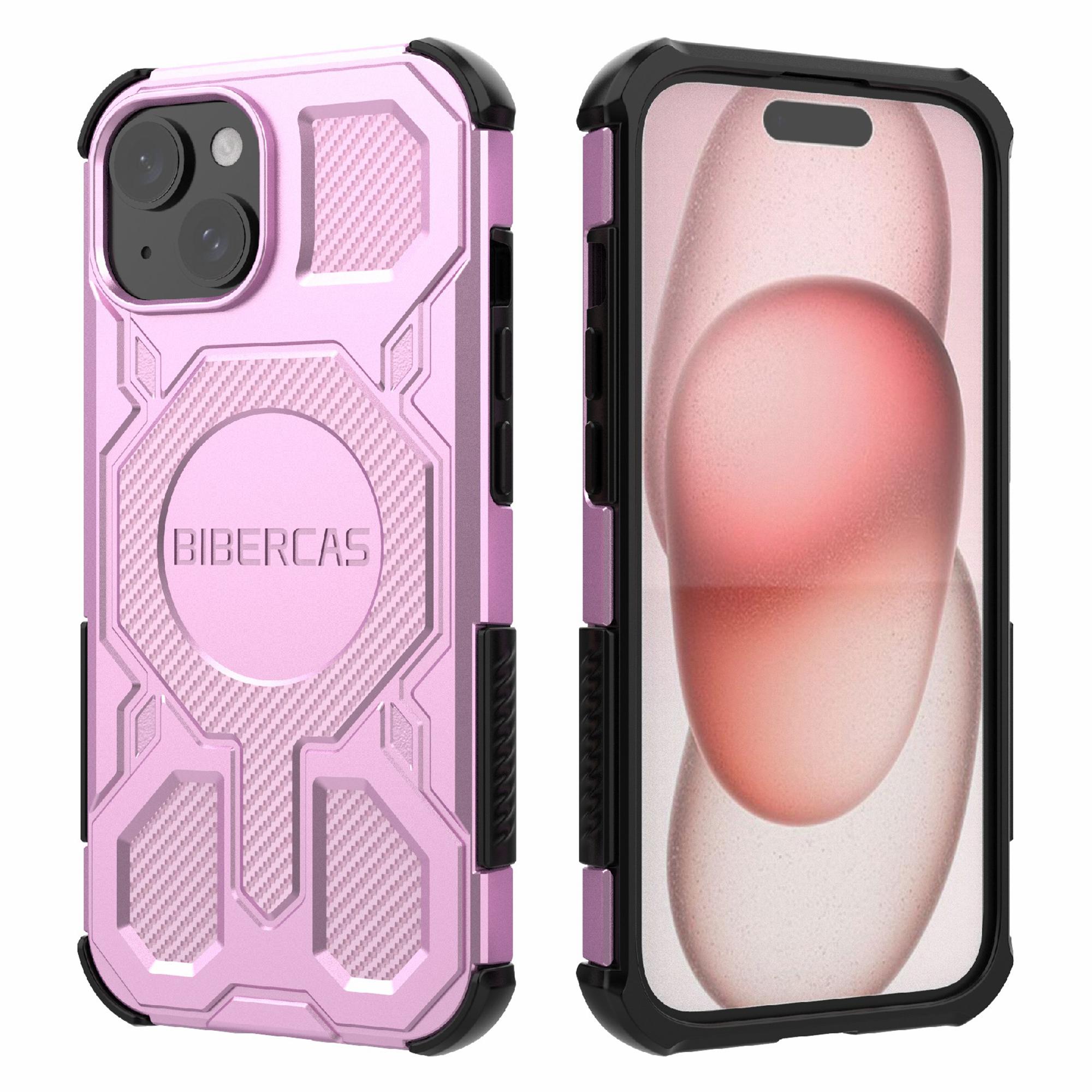 

BIBERCAS J-16 Series For iPhone 15 Case Compatible with MagSafe Anti Drop TPU+PC Phone Cover Pink