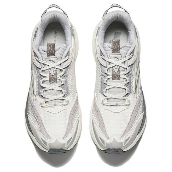 Anta Comfortable Versatile Sports Wear Resistant Lightweight Low Top Casual Running Shoes Men Sneaker White Gray Silver 912535596-1
