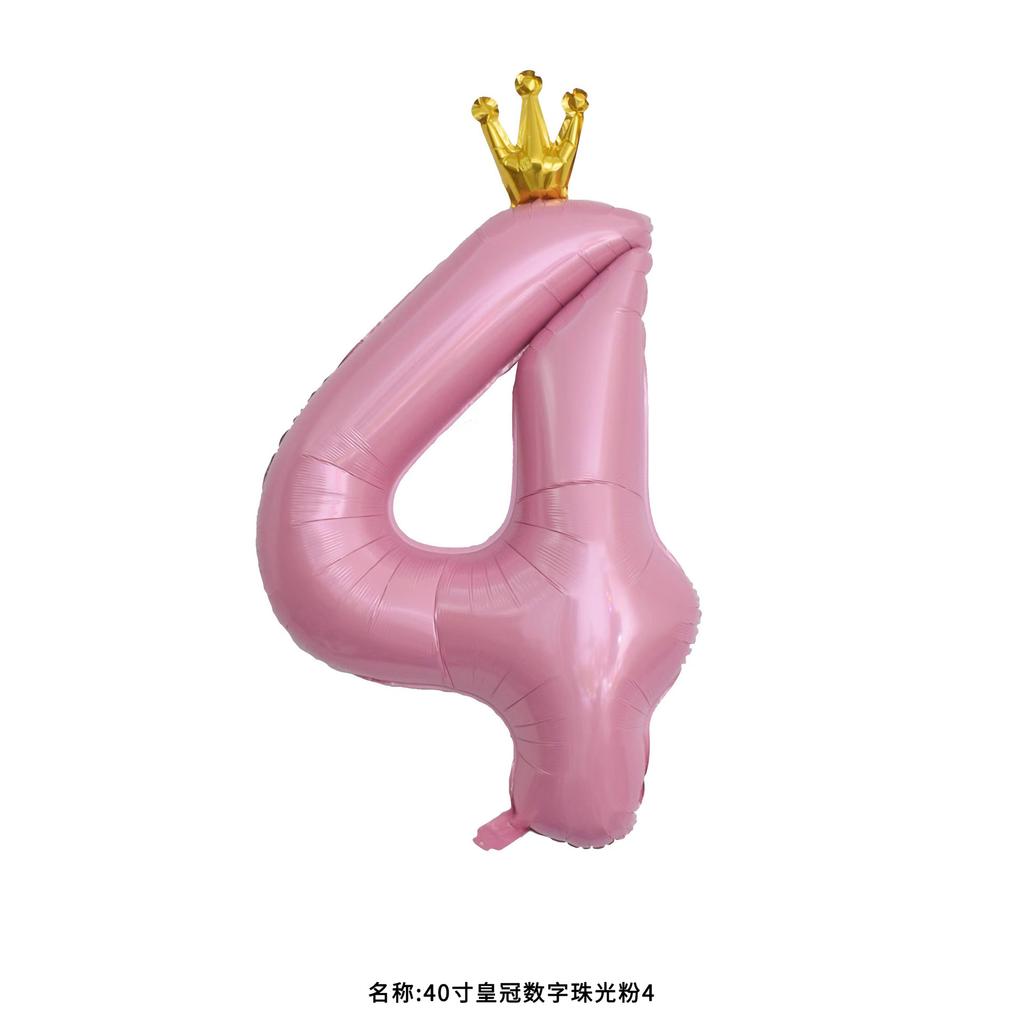 42-Inch Large Pink Crown Aluminum Film Digital Balloon Children'S 1St Birthday Party Decoration Photo Props