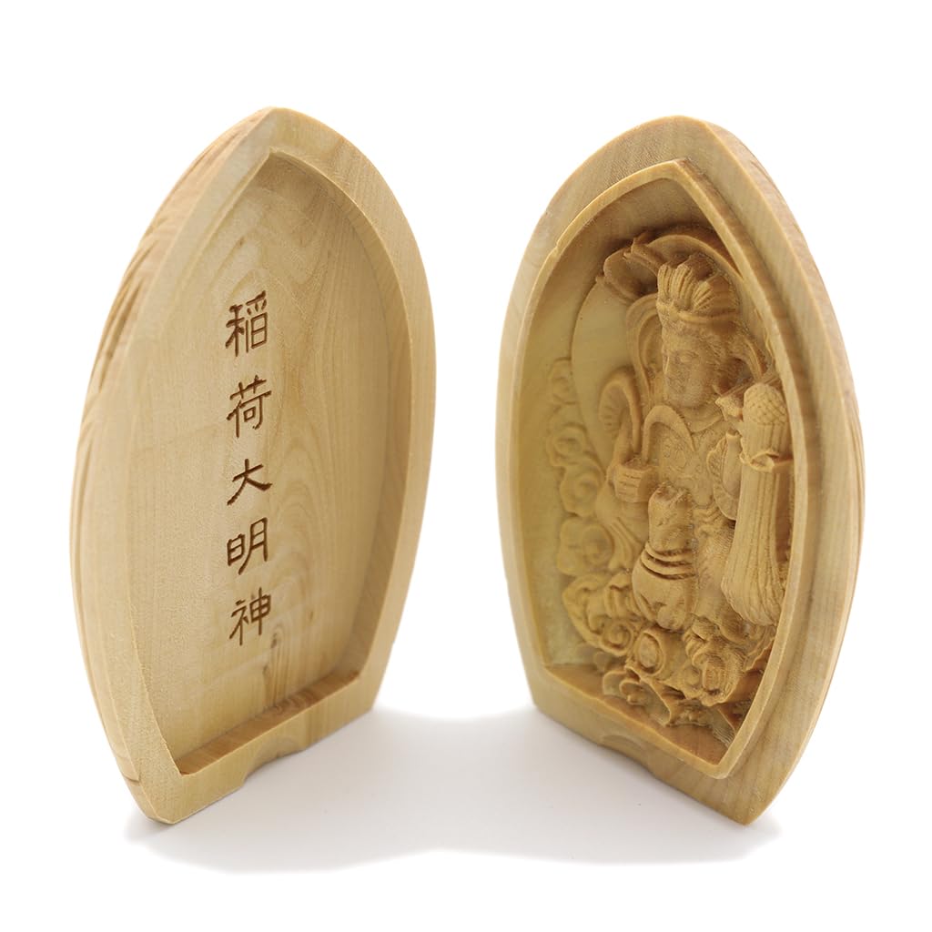 Special Buddhist Statue Inari Daimyojin Incense Holder Buddha Guardian Boxwood Wood 17607 Kurita's [Guardian Deity] Lotus-Shaped Buddha/Pocket Deity,